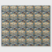 Blue Hanukkah Menorah Cadeaupapier (Vlak)