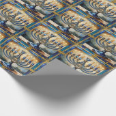 Blue Hanukkah Menorah Cadeaupapier (Hoek)