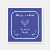 Blue HANUKKAH Menorah Customize NAME Servet (Voorkant)