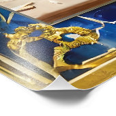 Blue Hanukkah Menorah Foto Afdruk (Hoek)