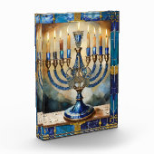 Blue Hanukkah Menorah Fotoblokken (Links)