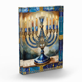 Blue Hanukkah Menorah Fotoblokken
