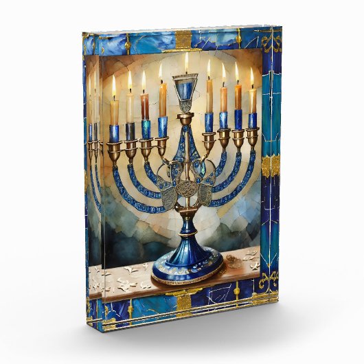 Blue Hanukkah Menorah Fotoblokken (Links)