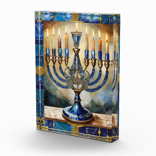 Blue Hanukkah Menorah Fotoblokken (Rechts)