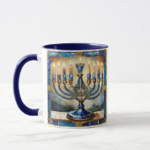 Blue Hanukkah Menorah Mok (Links)