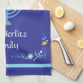 Blue HANUKKAH Menorah Naam aanpassen Theedoek (Quarter Fold)