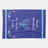 Blue HANUKKAH Menorah Naam aanpassen Theedoek (Horizontaal)