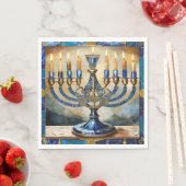 Blue Hanukkah Menorah Servet (Insitu)