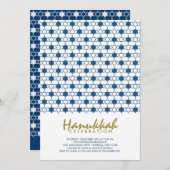 Blue Hanukkah Stars van David Pattern Holiday Part Kaart (Voorkant / Achterkant)