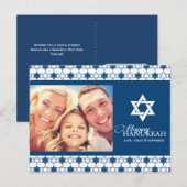 Blue Hanukkah sterren van David Pattern Foto Moder Feestdagenkaart (Voorkant / Achterkant)