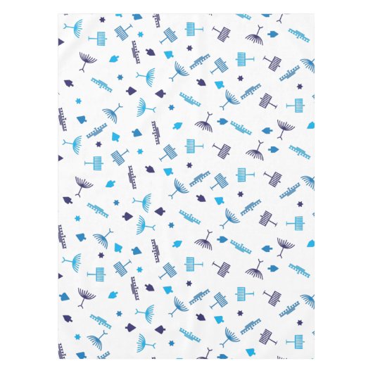 Blue Hanukkah-symbolen Tafelkleed (Voorkant)