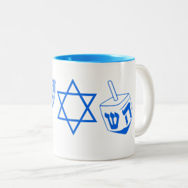 Blue Hanukkah Themes Menorah 4Hannah Tweekleurige Koffiemok