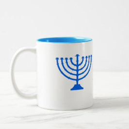 Blue Hanukkah Themes Menorah 4Hannah Tweekleurige Koffiemok