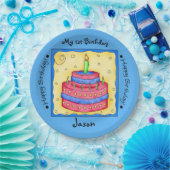 Blue Happy 1st Birthday Cake Bord (Feest)