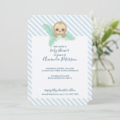Blue Happy Baby Luiaard Baby shower Uitnodiging (Staand voorkant)