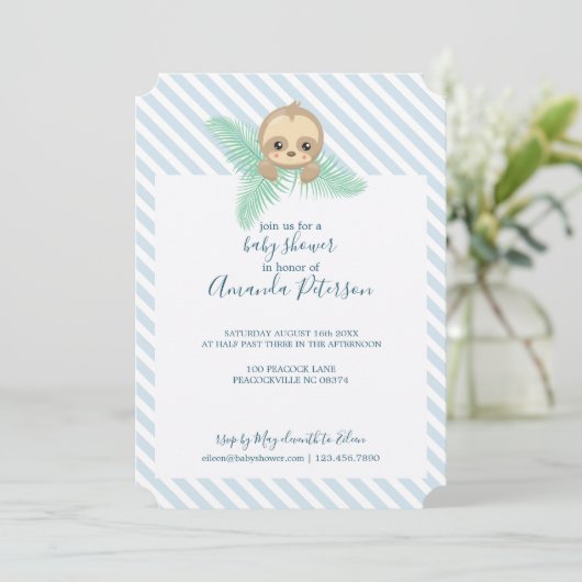 Blue Happy Baby Luiaard Baby shower Uitnodiging (Staand voorkant)