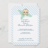 Blue Happy Baby Luiaard Baby shower Uitnodiging (Voorkant)