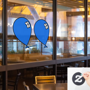 Blue Happy Balloons Twins Window Cling Raamsticker