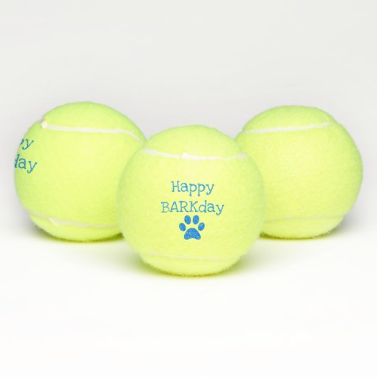 Blue Happy Barkday Birthday Pet Dog Speelgoed Tennisballen (Multi)