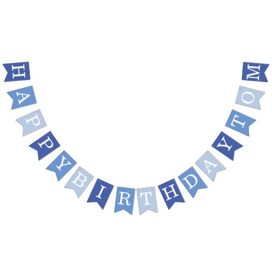 Blue Happy Birthday 3 Letter Naam Boy Man Tom Vlaggetjes (Alle)