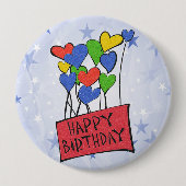 Blue Happy Birthday Balloons Button (Voorkant)