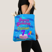 BLUE Happy Birthday | Bewerkbaar Tote Bag (Dichtbij)