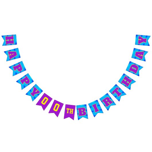 BLUE Happy Birthday | Bewerkbaar Vlaggetjes (Alle)