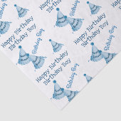 Blue Happy Birthday Boy Party Petten Tissuepapier (Detail)