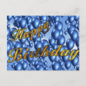 Blue Happy Birthday Briefkaart (Voorkant)