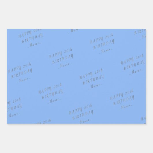 Blue Happy Birthday Inpakpapier Vel (Voorkant 3)