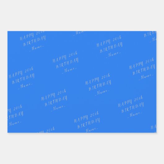 Blue Happy Birthday Inpakpapier Vel (Voorkant 2)