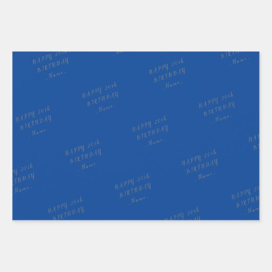 Blue Happy Birthday Inpakpapier Vel (Voorkant)