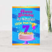 BLUE Happy Birthday (naam bewerkbaar kind / leefti Kaart (Voorkant)