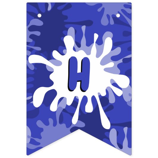 Blue Happy Birthday Painting Splatter Vlaggetjes (Tweede vlag)