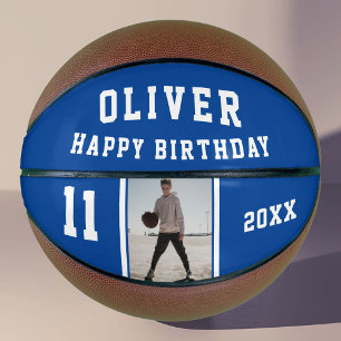 Blue Happy Birthday Photo Basketball Basketbal