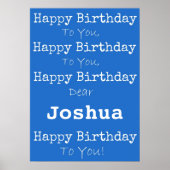 Blue Happy Birthday Poster (Voorkant)