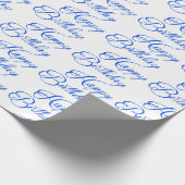 Blue Happy Birthday-script Cadeaupapier (Hoek)