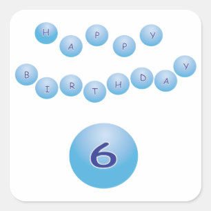Blue Happy Birthday voor Boy 6 Vierkante Sticker