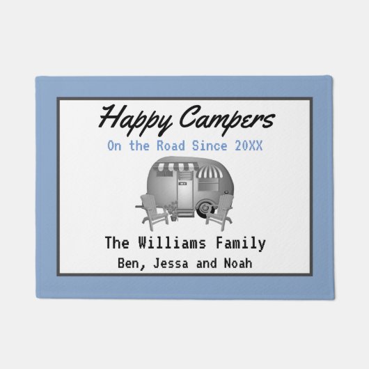  Blue Happy Camper Deurmat (Voorkant)