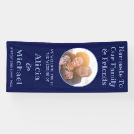 Blue Happy Couple Naam en foto bruiloft welkom Spandoek