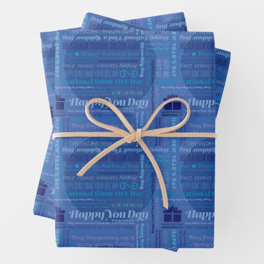 Blue Happy Days-inpakpapier Inpakpapier Vel (In situ)