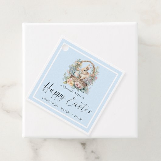 Blue Happy Easter Bunny Bedankjes Labels (In situ)