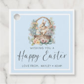 Blue Happy Easter Bunny Bedankjes Labels (Voorkant)