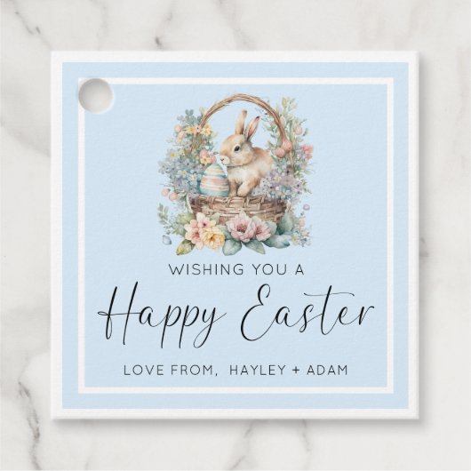 Blue Happy Easter Bunny Bedankjes Labels (Voorkant)