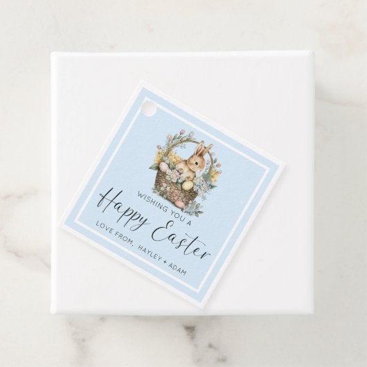 Blue Happy Easter Bunny Bedankjes Labels (In situ)