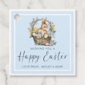 Blue Happy Easter Bunny Bedankjes Labels (Voorkant)