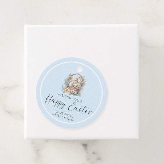 Blue Happy Easter Bunny Bedankjes Labels (In situ)