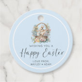 Blue Happy Easter Bunny Bedankjes Labels (Voorkant)