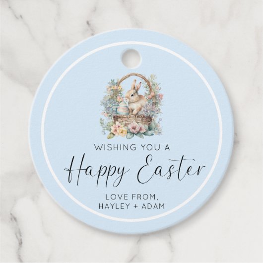 Blue Happy Easter Bunny Bedankjes Labels (Voorkant)