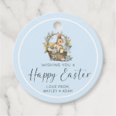 Blue Happy Easter Bunny Bedankjes Labels (Voorkant)